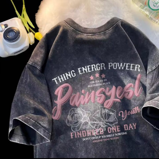Gofret Wear Energr New Yıkamalı Oversize T-shirt