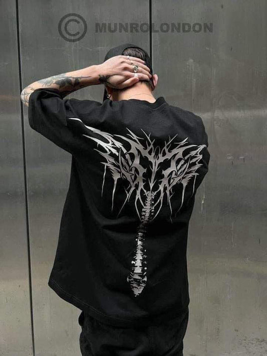 Gofret Wear Büyük Sırt Baskı Siyah Oversize Unisex T-Shirt