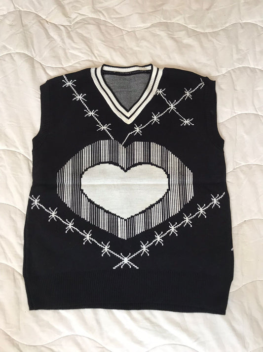 Kalp Tasarımlı Unisex Streetwear Süveter