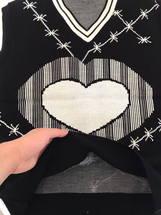 Kalp Tasarımlı Unisex Streetwear Süveter