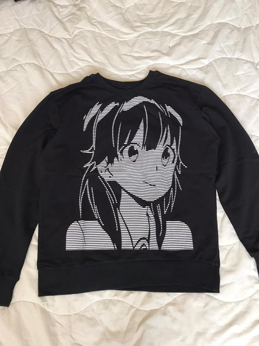 Siyah Anime Tasarımlı Unisex Sweatshirt