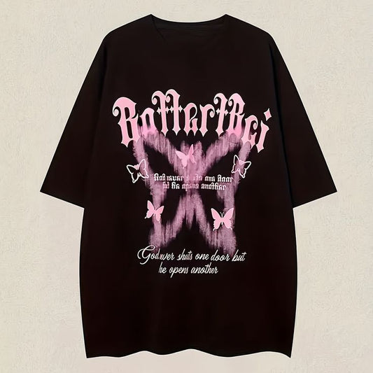 Gofret Wear Butterflys Siyah Unisex T-Shirt