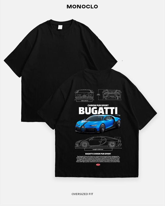 Gofret Wear Bugattı Siyah Unisex T-Shirt