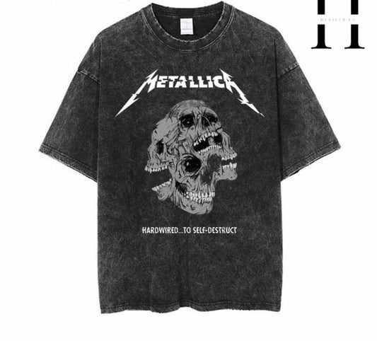 Gofret Wear Metallıca New 1 Yıkamalı Oversize T-shirt