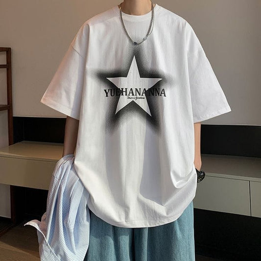 Gofret Wear Star Beyaz Unisex Oversize T-shirt