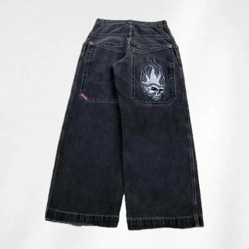 Oversize Grafiti Detaylı Unisex Jean Pantolon Füme