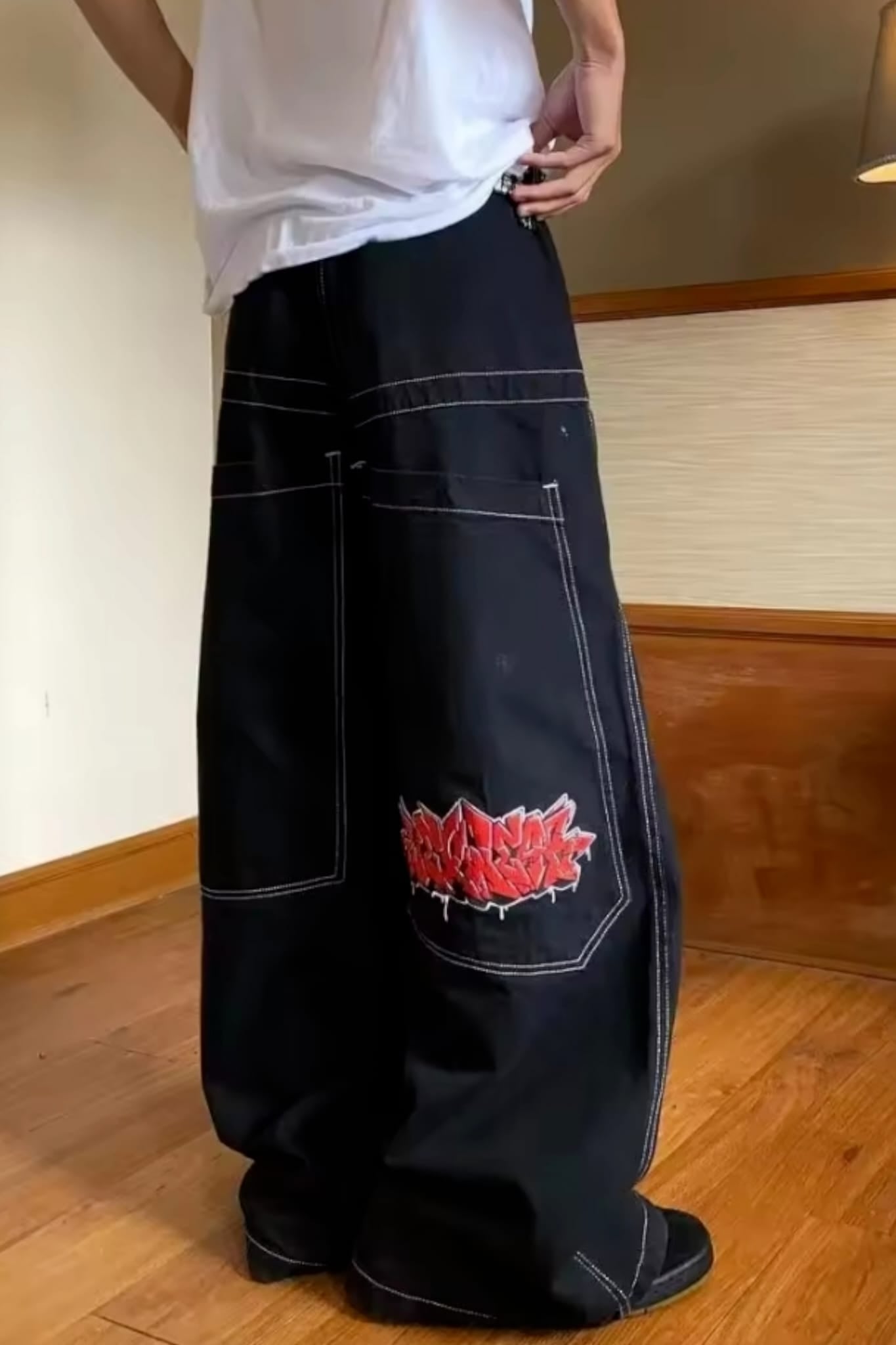 Y2k Vintage Graffiti Desenli Retro Baggy Unisex Jean