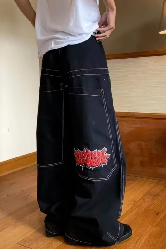 Y2k Vintage Graffiti Desenli Retro Baggy Unisex Jean