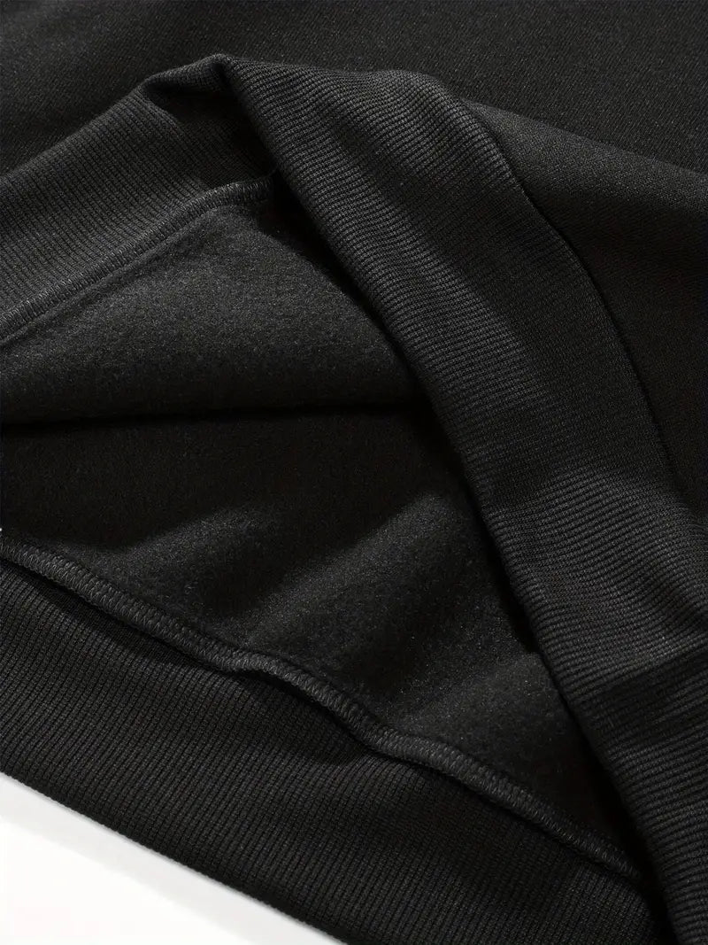 Siyah Unisex Oversize Geometrik Stil Fermuarlı Sweatshirt