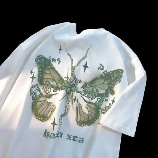 Gofret Wear Green Butterfly Beyaz Unisex Oversize T-shirt
