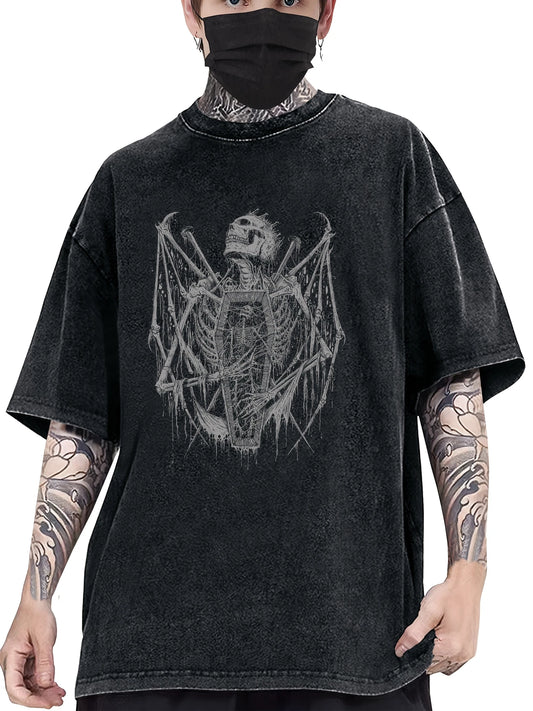 Gofret Wear Baskılı Vintage Yıpranmış Rahat Pamuklu T-shirt