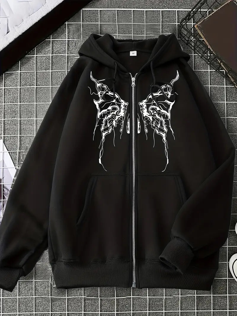 Düz Siyah Unisex Oversize Butterfly Hırka