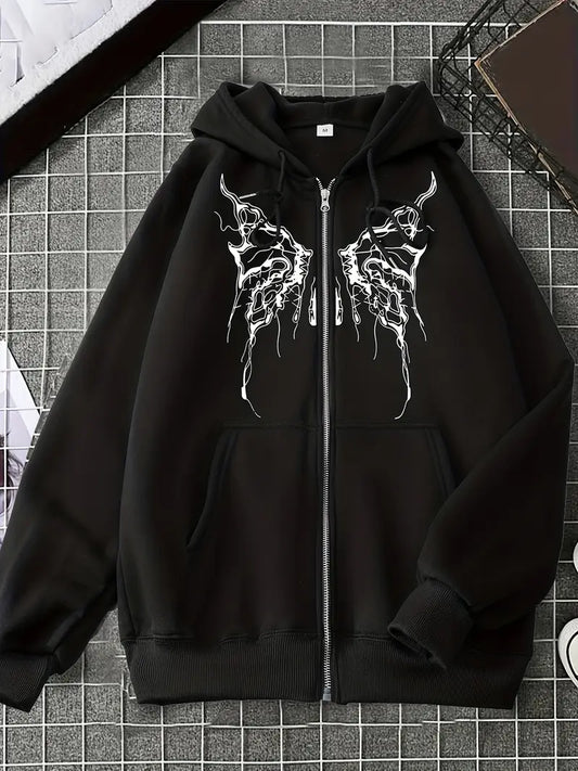 Düz Siyah Unisex Oversize Butterfly Hırka