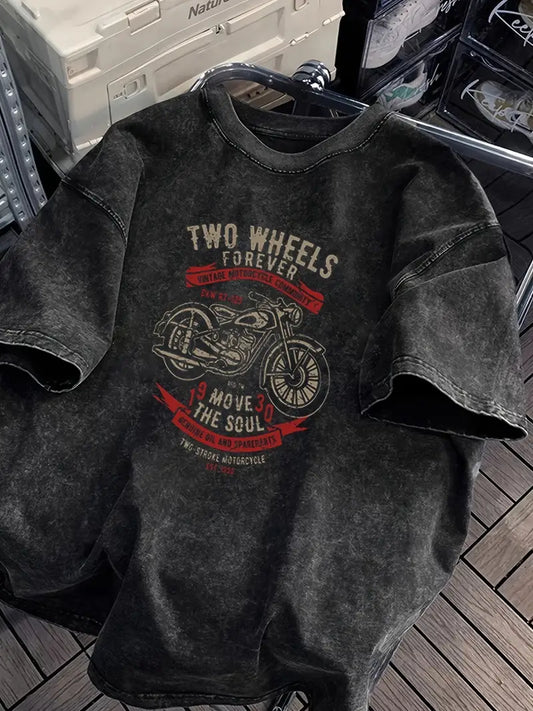 Gofret Wear Vintage Motosiklet Tasarımlı Oversize T-shirt