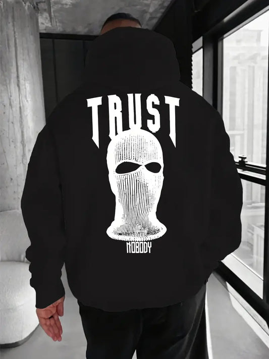 Siyah Unisex Oversize TRUST NOBODY Baskılı Sweatshirt
