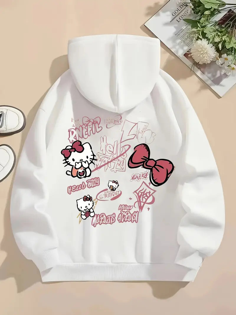 Beyaz Unisex Oversize Hello Kity Sweatshirt