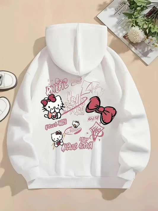 Beyaz Unisex Oversize Hello Kity Sweatshirt