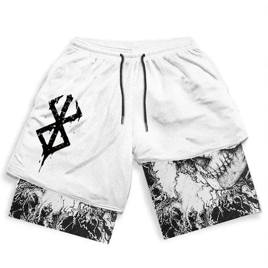 Anime Berserk Streetwear Siyah - Beyaz Şort