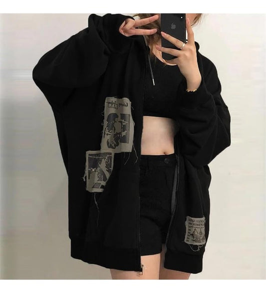 Old Punk Days (Unisex) Fermuarlı Kapüşonlu Sweatshirt