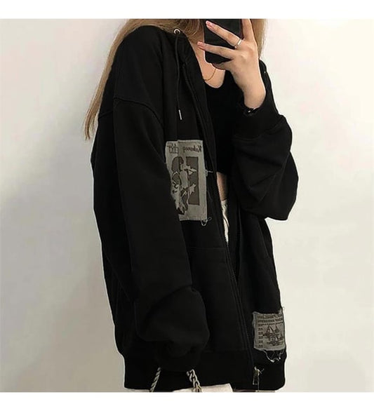 Old Punk Days (Unisex) Fermuarlı Kapüşonlu Sweatshirt