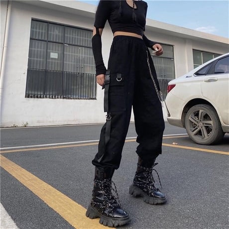 Streetwear Siyah Kargo Pantolon