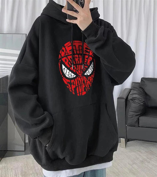 Spider Head Siyah Unisex Oversize Kapüşonlu Sweatshirt