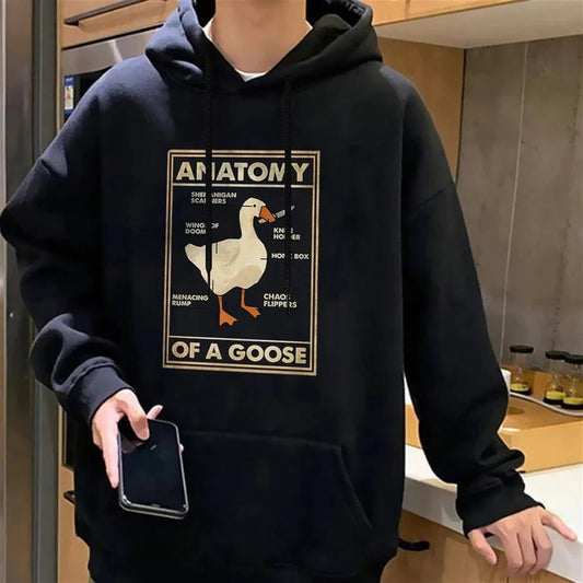 Duck Anatomy Siyah Unisex Oversize Kapüşonlu Sweatshirt