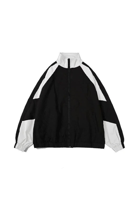 Yağmurluk Ceket Paraşüt Kumaş Unisex Oversize Bol Kalıp Siyah-beyaz Renkli